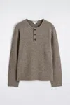 Cos Knitted Merino-yak Henley Top In Sand