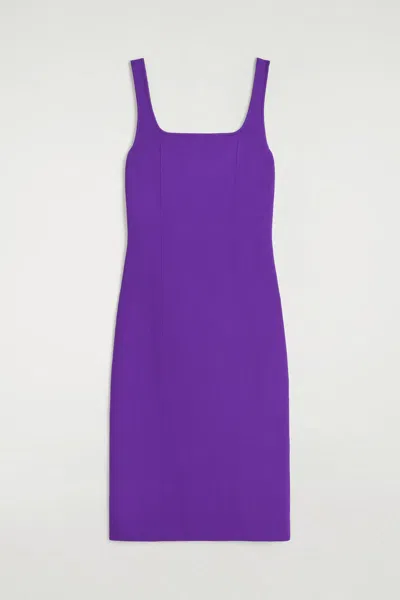 Cos Knitted Midi Bodycon Dress In Mauve