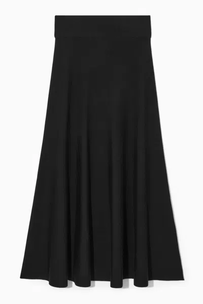 Cos Knitted Midi Skirt In Black