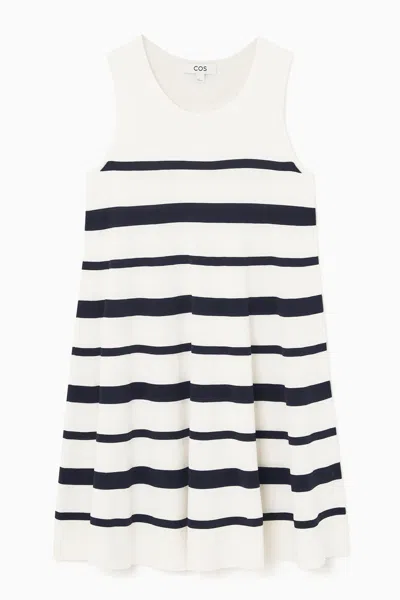 Cos Knitted Mini Dress In White Dusty Light