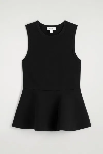 Cos Knitted Peplum Top In Black