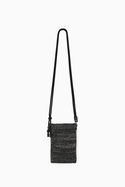 Cos Knitted Phone Pouch In Black