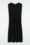 Cos Knitted Pleated Maxi Dress In Black