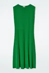 Cos Knitted Pleated Maxi Dress In Green