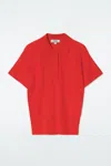 Cos Knitted Polo Shirt In Orange