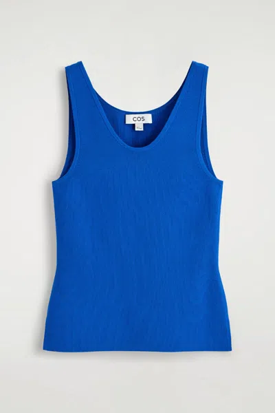 Cos Knitted Scoop-neck Tank Top In Blue