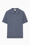 Cos Knitted Silk Polo Shirt In Blue