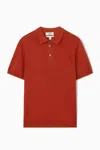 Cos Knitted Silk Polo Shirt In Red