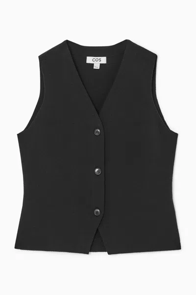 Cos Knitted Waistcoat In Black