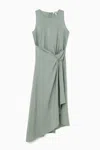 COS KNOTTED WRAP-FRONT MIDI DRESS