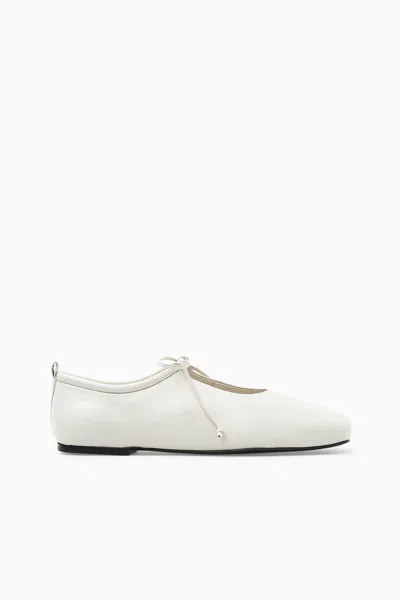Cos Lace-up Ballet Flats In White