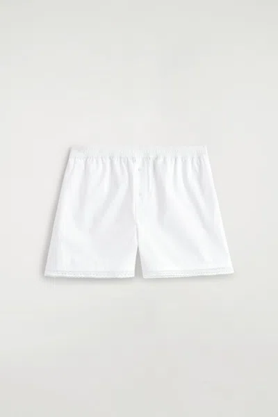 Cos Lace-trimmed Cotton Shorts In White
