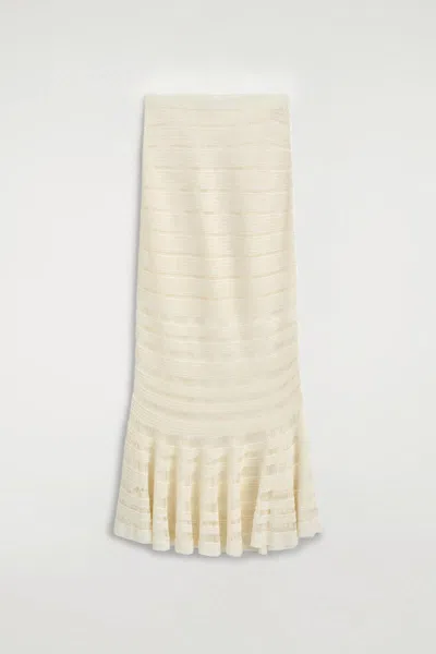 Cos Ladder-stitch Knitted Midi Skirt In White