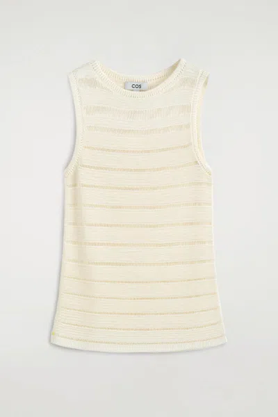 Cos Ladder-stitch Knitted Top In White