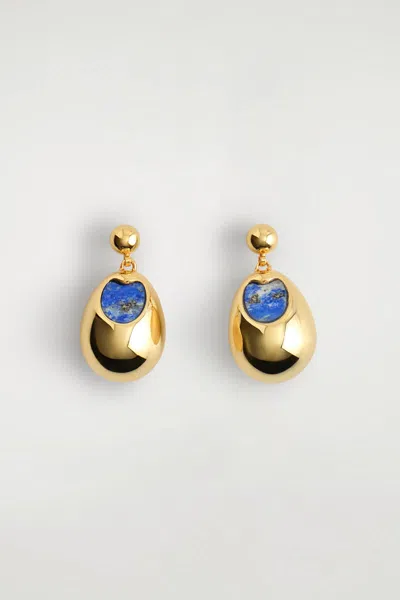 Cos Lapis Lazuli Drop Earrings In Gold