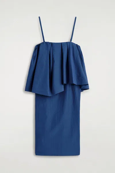 Cos Layered Bandeau Midi Dress In Blue