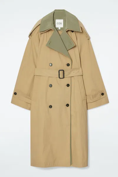 Cos Layered Double-breasted Trench Coat In Beige