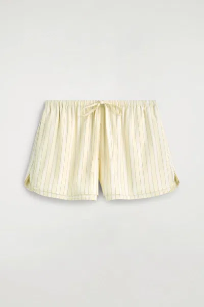 Cos Layered Drawstring Cotton-poplin Shorts In Yellow