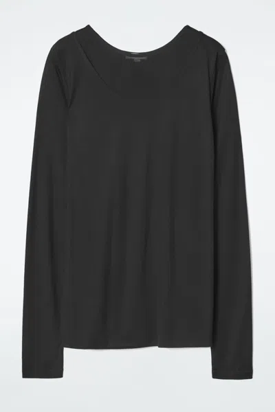 Cos Layered Long-sleeved Top In Black