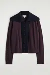 Cos Layered Merino Wool High-neck Cardigan In Brown