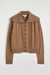 Cos Layered Merino Wool High-neck Cardigan In Brown