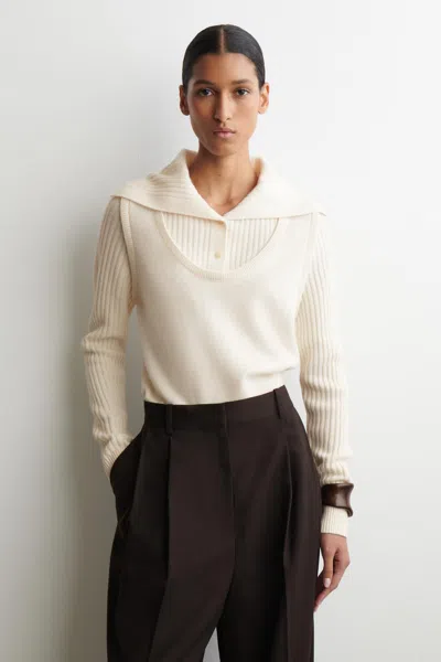Cos Layered Merino Wool Jumper In White