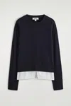 Cos Layered Merino Wool Sweater In Black