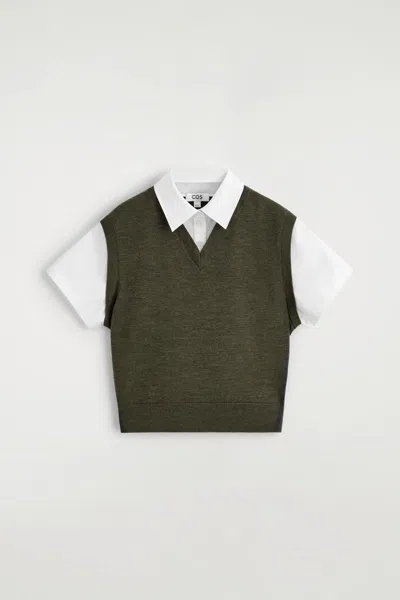 Cos Layered Merino Wool Sweater Tank In Green