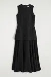 Cos Layered Peplum Midi Dress In Black
