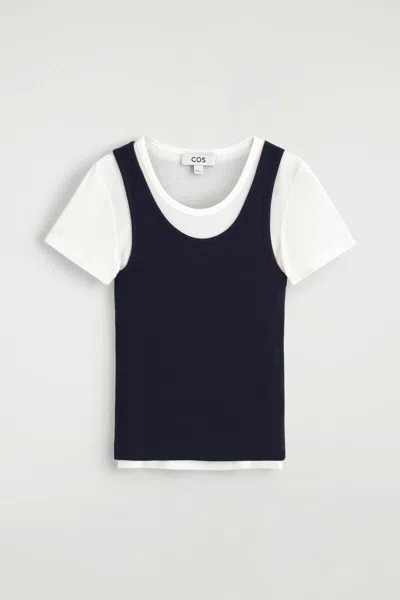 Cos Layered Ribbed-jersey T-shirt In Black