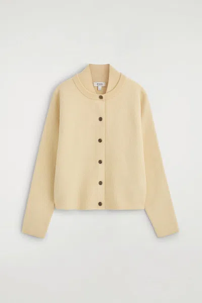 Cos Layered-collar Boiled Wool Cardigan In Beige