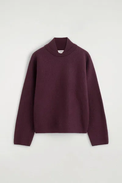 Cos Layered-collar Boiled Wool Sweater In Red