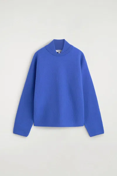 Cos Layered-collar Boiled Wool Sweater In Blue