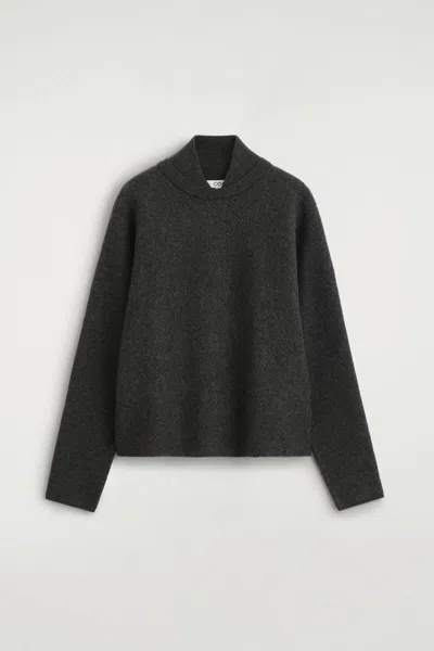Cos Layered-collar Boiled Wool Sweater In Gray
