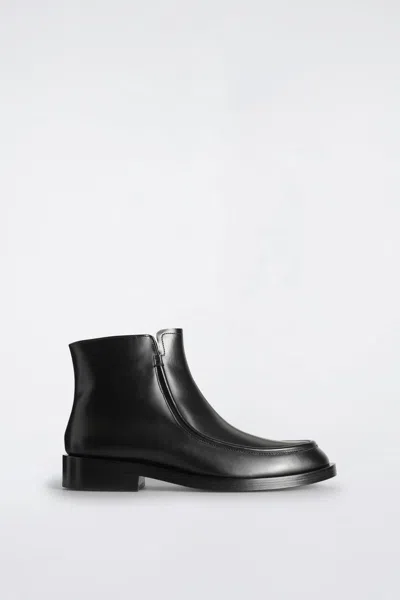 Cos Leather Apron Boots In Black
