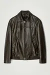 Cos Leather Aviator Jacket​ In Blue