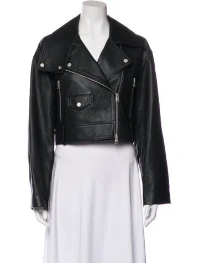 Pre-owned Cos Leather Biker Jacket In Black