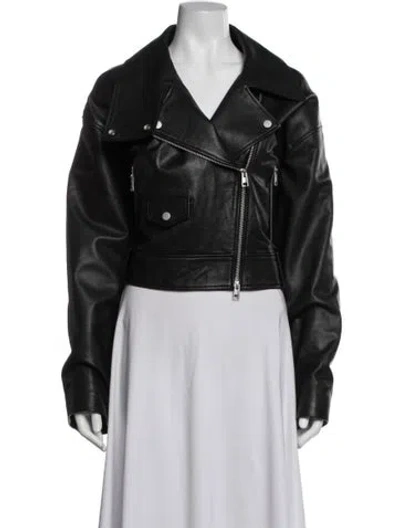 Pre-owned Cos Leather Biker Jacket In Black