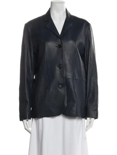 Pre-owned Cos Leather Blazer In Blue