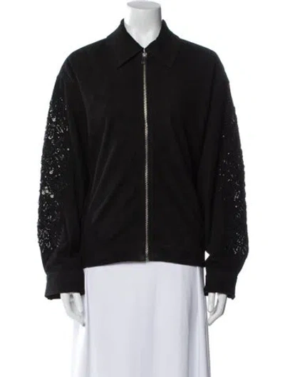 Pre-owned Cos Leather Bomber Jacket In Black