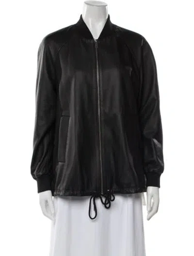 Pre-owned Cos Leather Bomber Jacket In Black