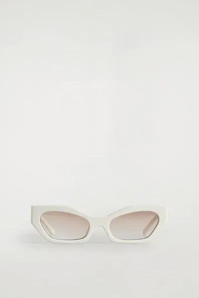 Cos Leather Cat-eye Sunglasses In White