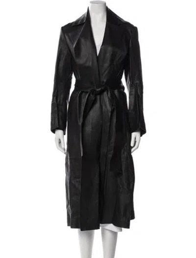 Pre-owned Cos Leather Coat In Black