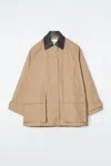 Cos Leather-collar Field Jacket In Green