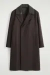 Cos Leather-collar Wool Coat In Brown