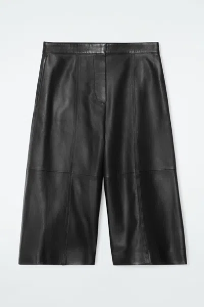 Cos Leather Culottes In Black