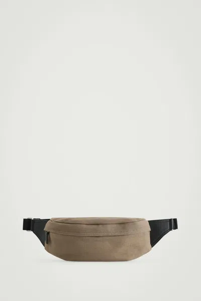 Cos Leather-detail Crossbody Bag - Canvas