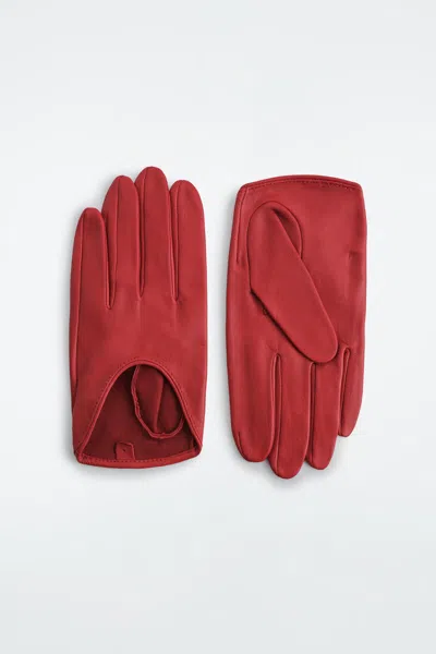 Cos Leather Driving Gloves In Rouge
