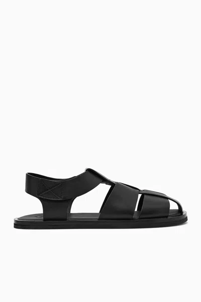 Cos Leather Fisherman Sandals In Black
