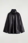 Cos Leather Funnel-neck Top In Brown